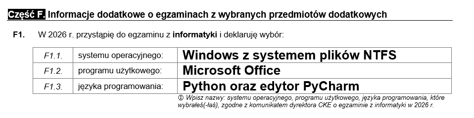 Deklaracja maturalna informatyka - jak wypełnić?